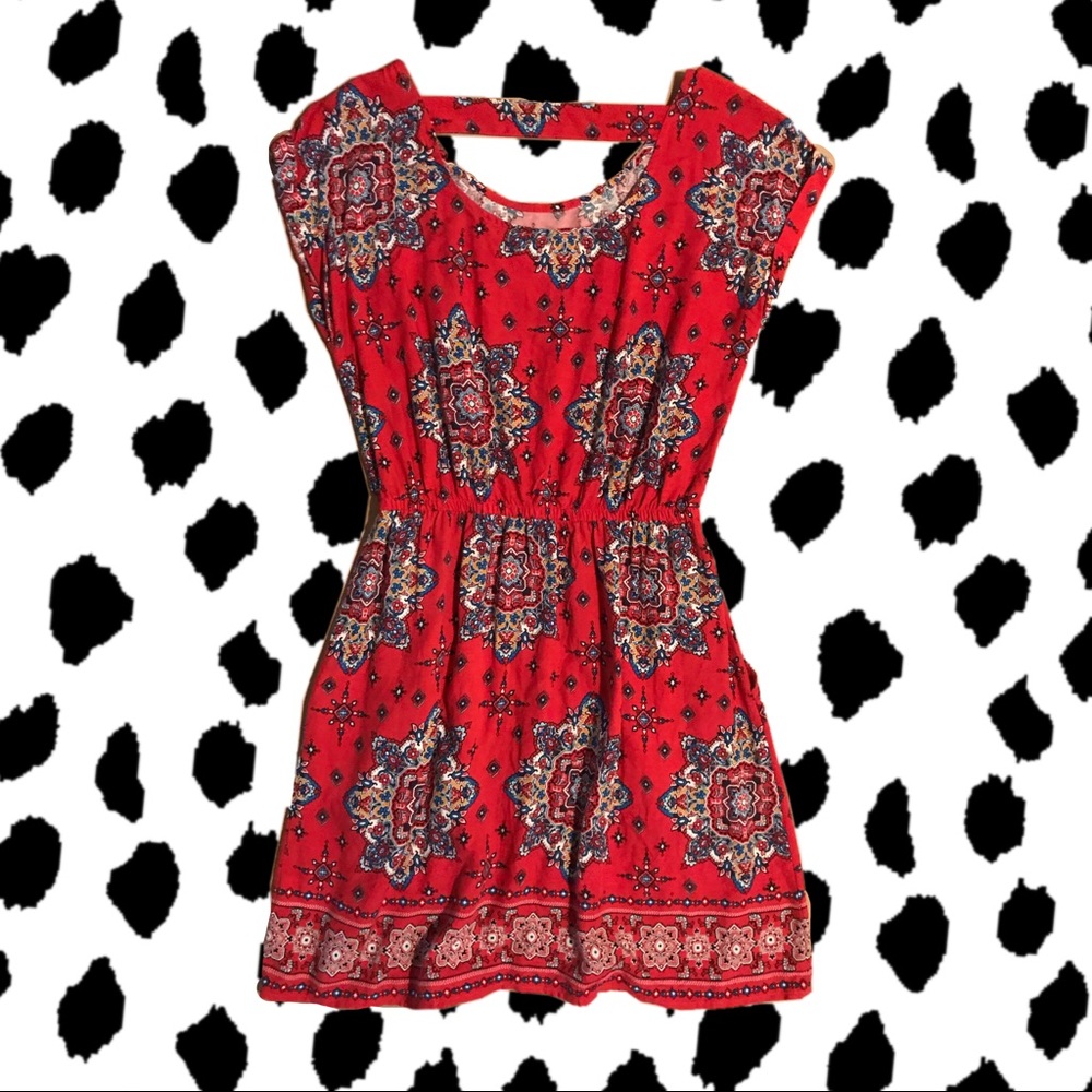 Red pattern dress